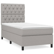Letto singolo | Letto per adulti | Giroletto a Molle con Materasso Grigio Chiaro 80x200 cm Tessuto