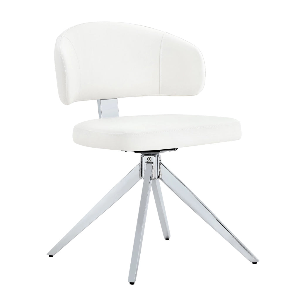 Set di 2 sedie girevoli con schienale curvo in PU bianco