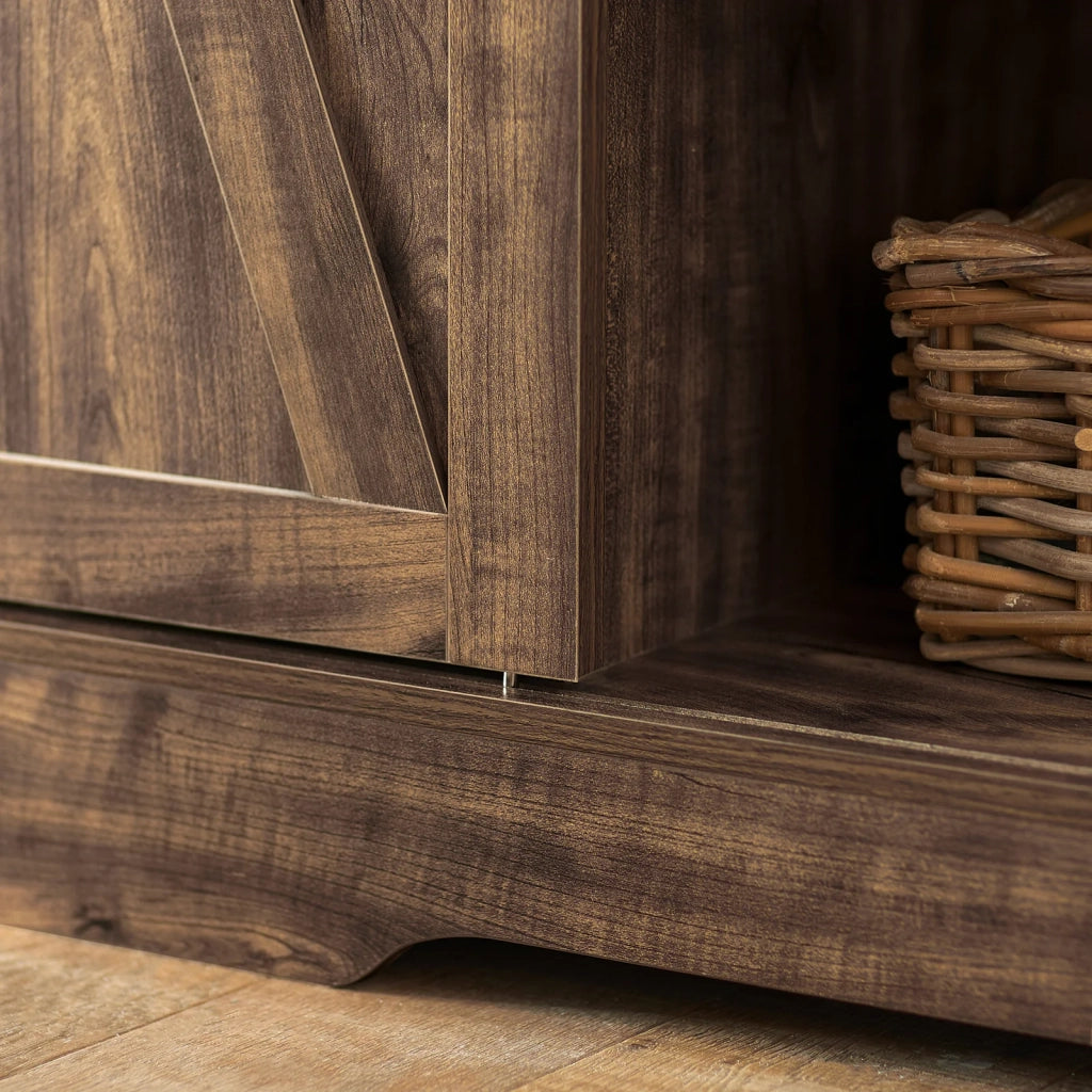 Credenza con ante scorrevoli, Mobile da ingresso, Scarpiera, Armadietto multifunzionale Marrone FSB60-N SoBuy