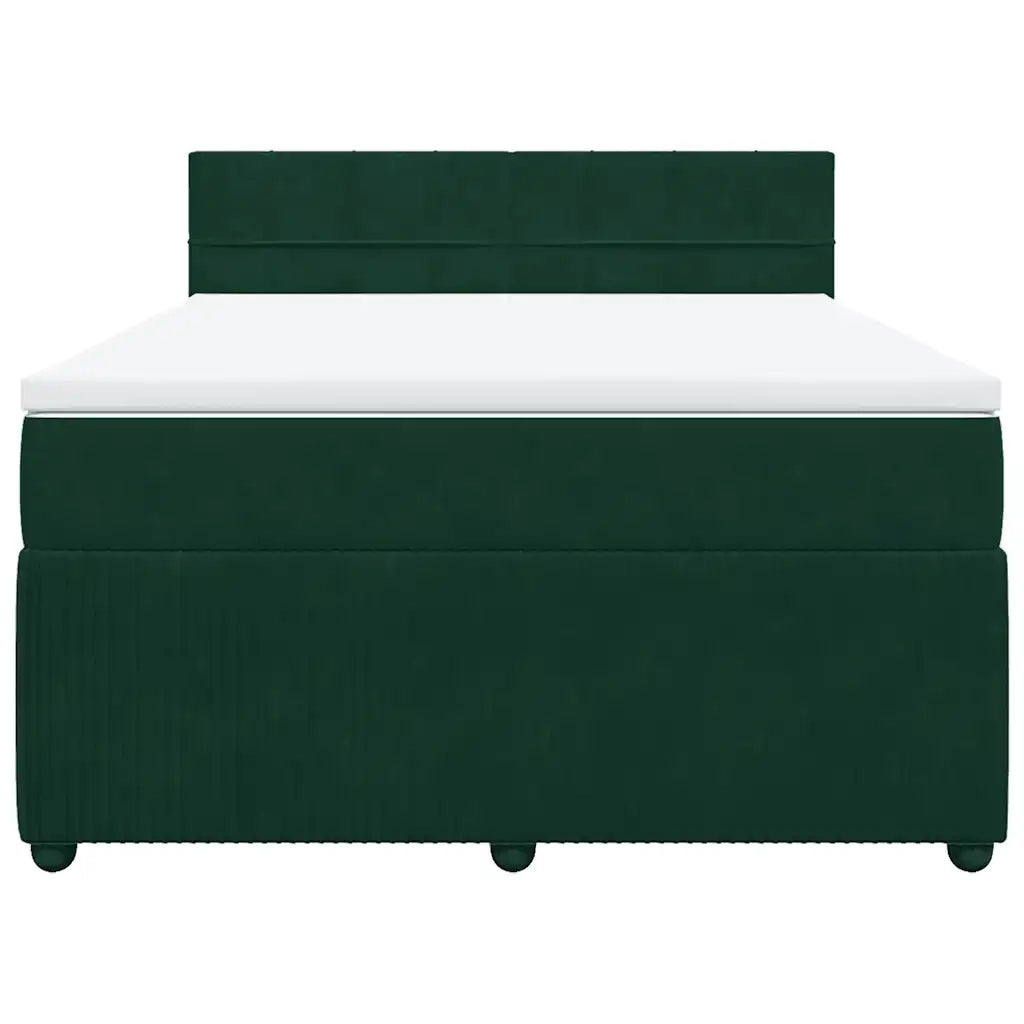 Giroletto a Molle con Materasso Verde Scuro 140x190 cm Velluto