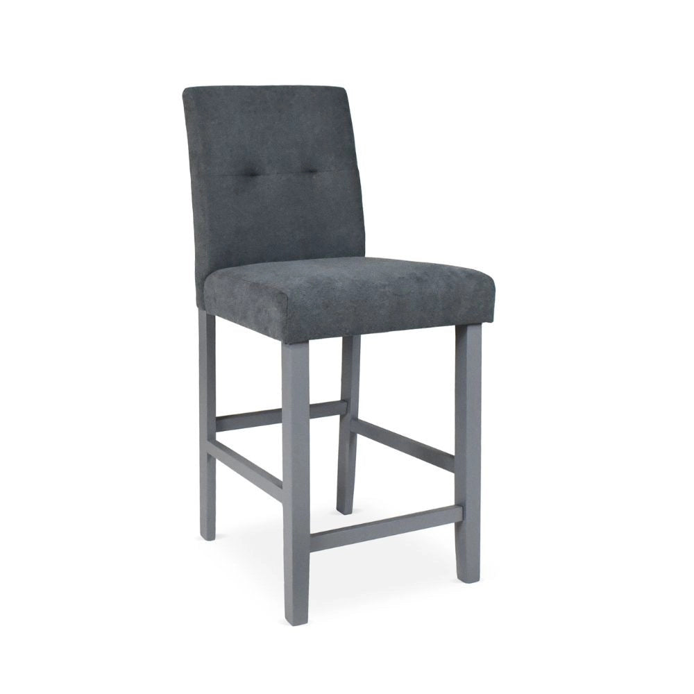 2x Sgabello Alex in legno colore grigio con seduta in tessuto grigio