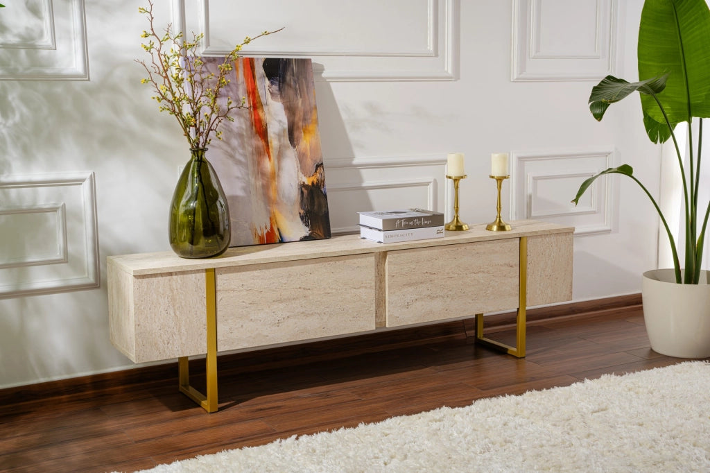 Mobile TV in legno "Serenity" 180 x 30 x 50 cm - Travertino