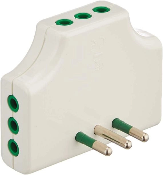 Adattatore Triplo Piatto 2 Poli + Terra 10A Bianco 82250 Fanton 4 Pezzi