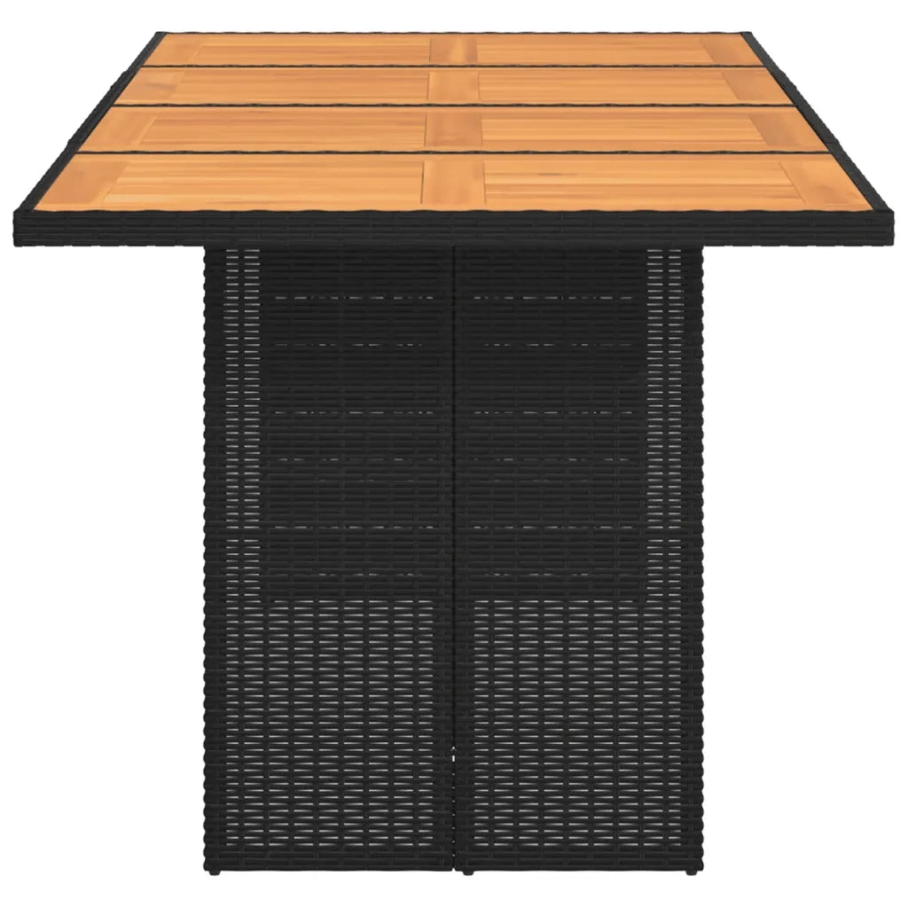 Tavolo Giardino Piano Legno Acacia Nero 190x80x74cm Polyrattan