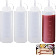 Set di bottiglie a sifone trasparenti da 4 - 360 ml - per salse, vernici, pentole - con tappi