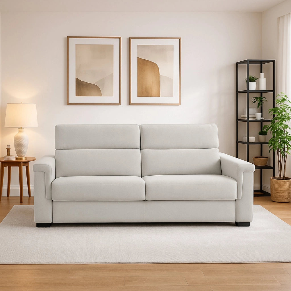 Lapio, Divano Fisso 2 Posti Sfoderabile Made in Italy, 185x95x100h cm Grigio Chiaro