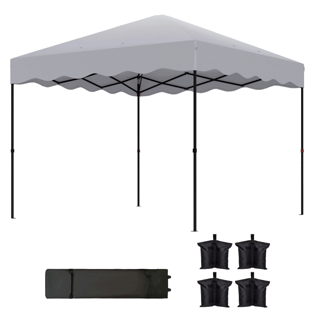 Gazebo da giardino 3x3 m pieghevole ¨C zephmum ¨C grigio chiaro metallo tessuto