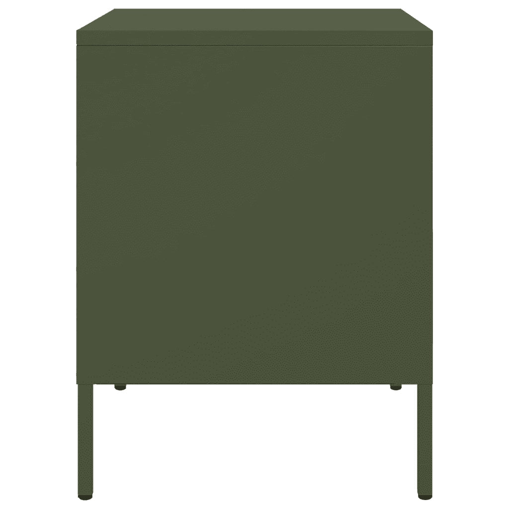Set di 2 Comodini | Armadio da Notte | Mobiletto da notte Verde Oliva 36x39x50,5 cm in Acciaio
