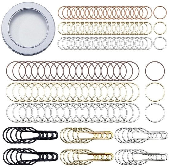 Set di aghi per maglia e tessitura - 180 pezzi - Anelli di connessione in ottone - Aghi da brochure - Progetti di maglia e tessitura - Colori misti - 12 mm e 8 mm - Materiali per maglia e tessitura