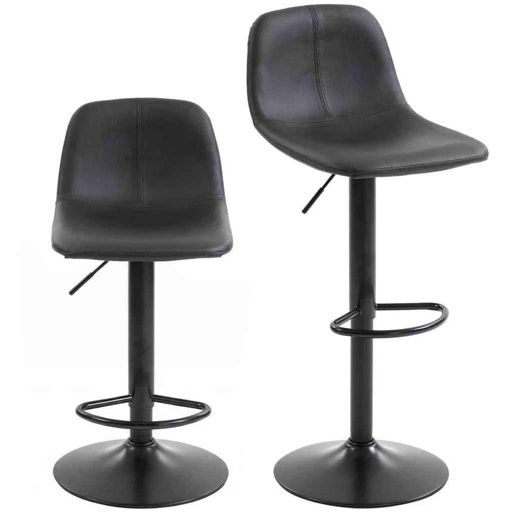 SGABELLI Bar Set da 2 pezzi Regolabili 37x44x82-104 cm Nero in PU