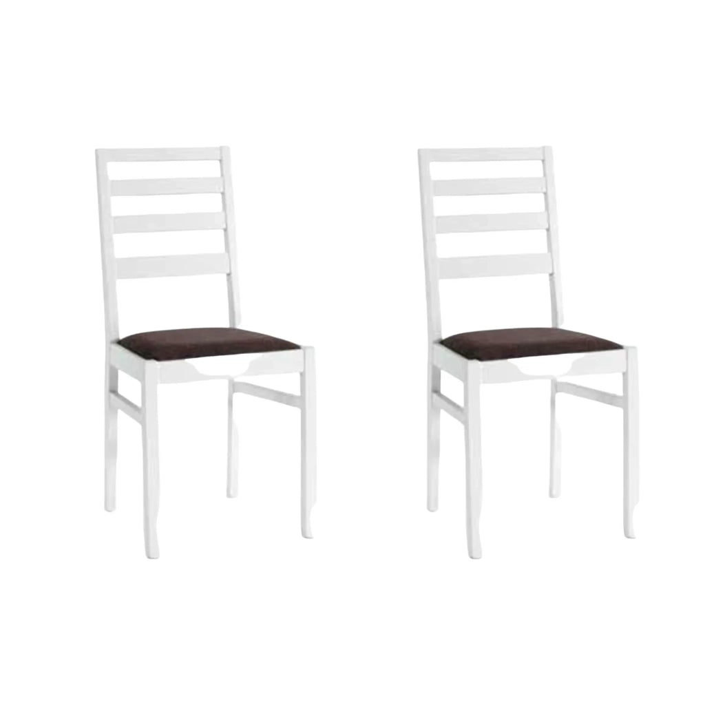 Set 2 sedie in legno massello imbottita bianco 42,5x37,5x90 (681) - Mobili 2G