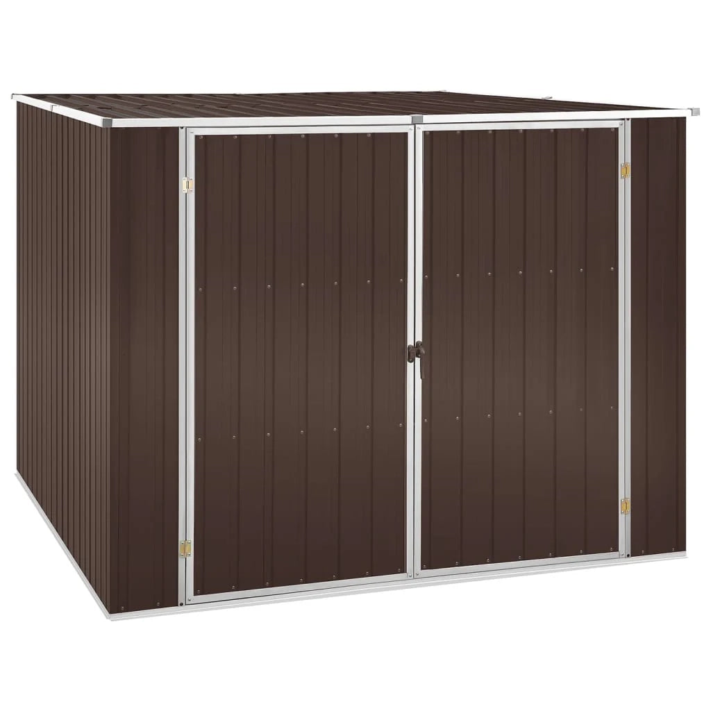 Casetta da giardino cabina ripostiglio casetta da esterno robusta casetta per attrezzi marrone 195 x 198 x 159 cm acciaio zincato marrone 02_0022327