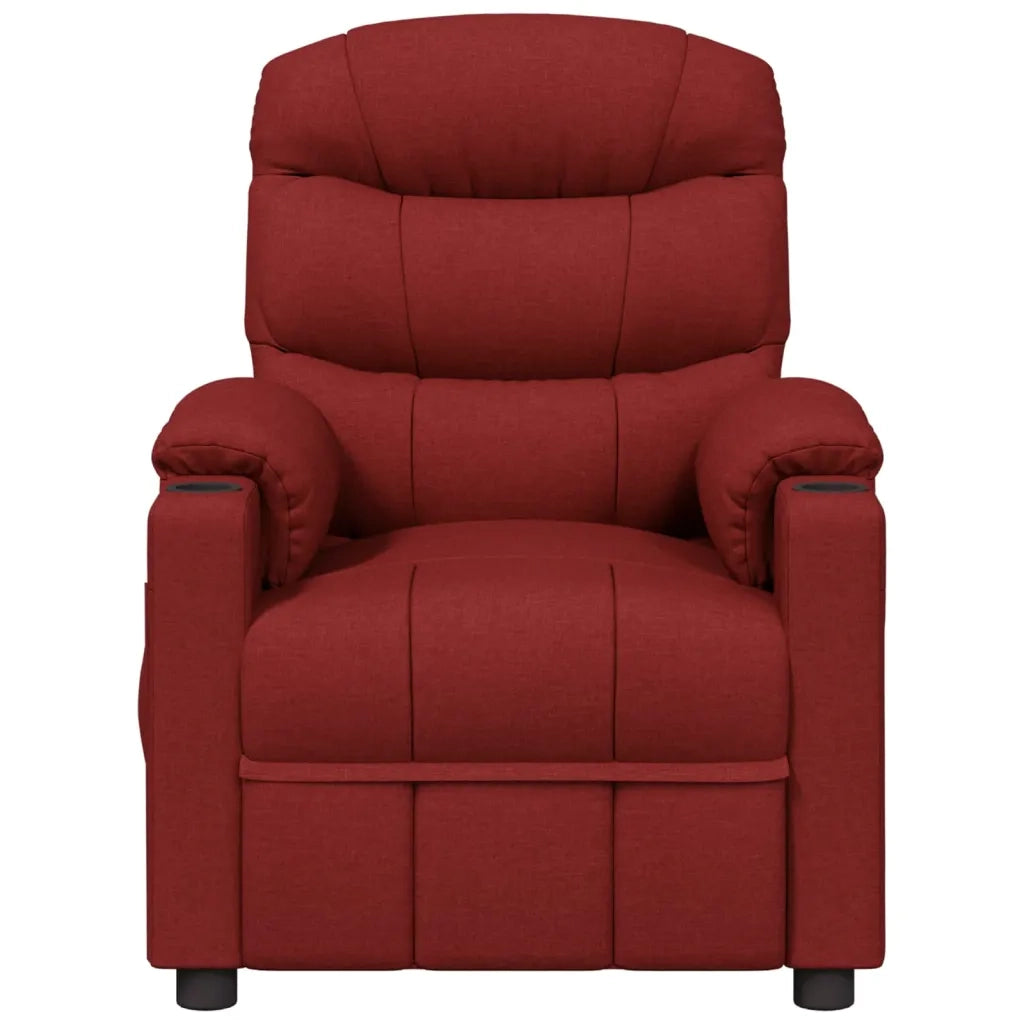 Poltrona Massaggiante Elettrica Rosso Vino in Tessuto 348085