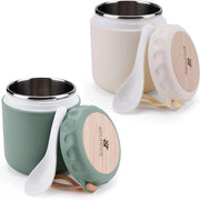 Tazza di Yogurt to-go - Tazza per Muesli - Inox - Senza Fessure - Tazza di Carta - 400ml - Muesli - Da Viaggio - Scuola - Pic-Nic - Viaggi - Verde - Beige tazza di yogurt to-go