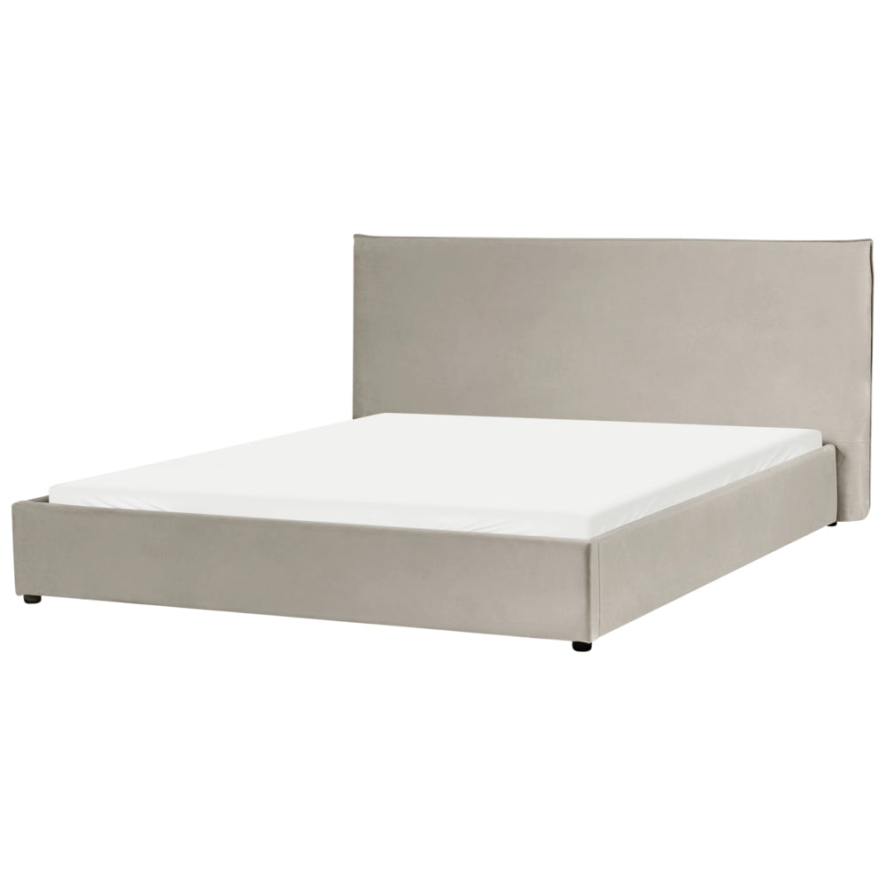 Letto con rivestimento in velluto tortora UE King Size 180x200cm Grande testata classica contenitore Doghe in legno