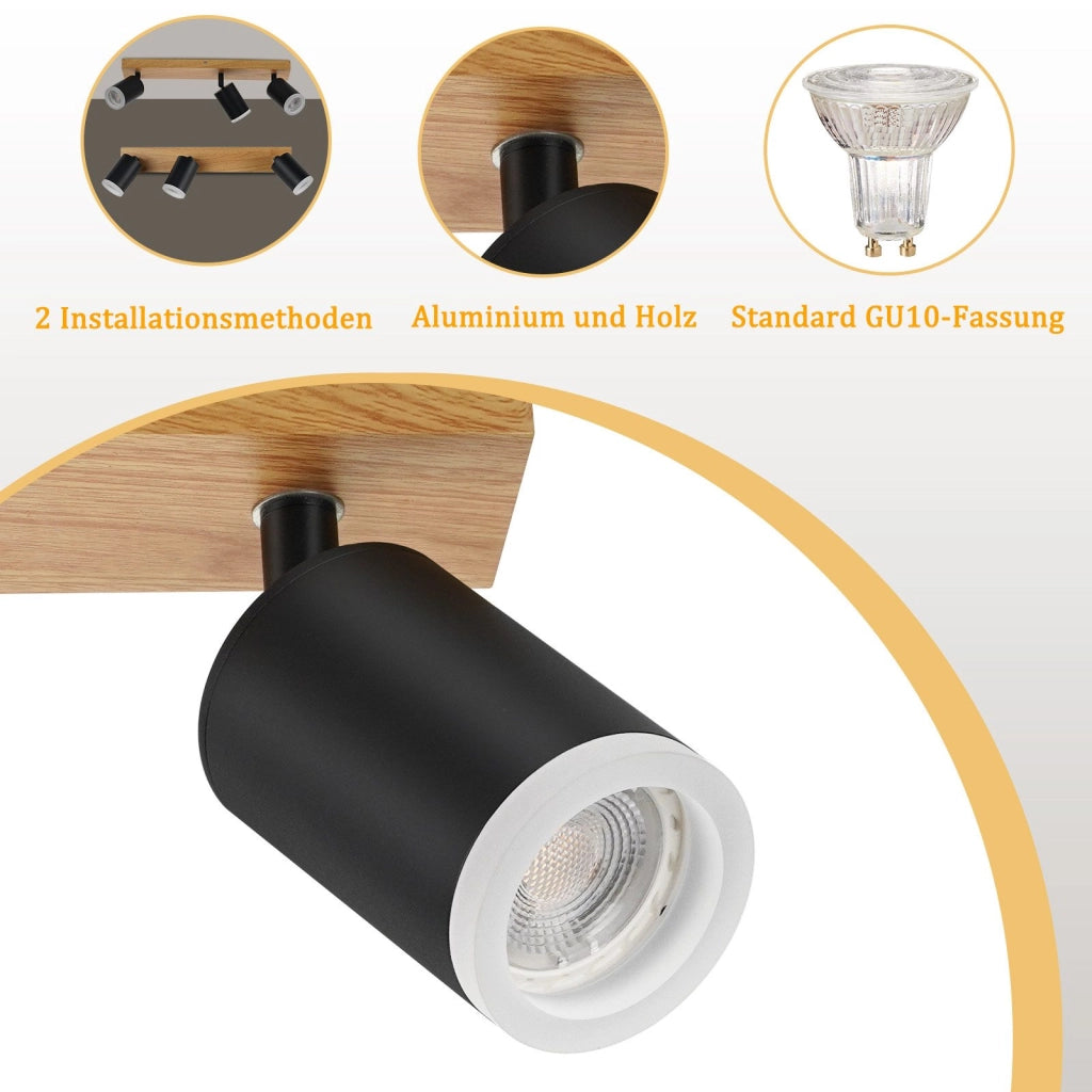 ZMH Faretto da soffitto LED 3 luci GU10 acrilico girevoli 350° per soggiorno