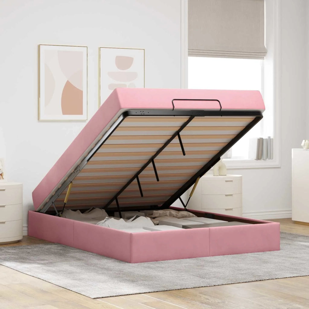 Struttura letto con materasso con materasso 2 pcs Rosa Velluto