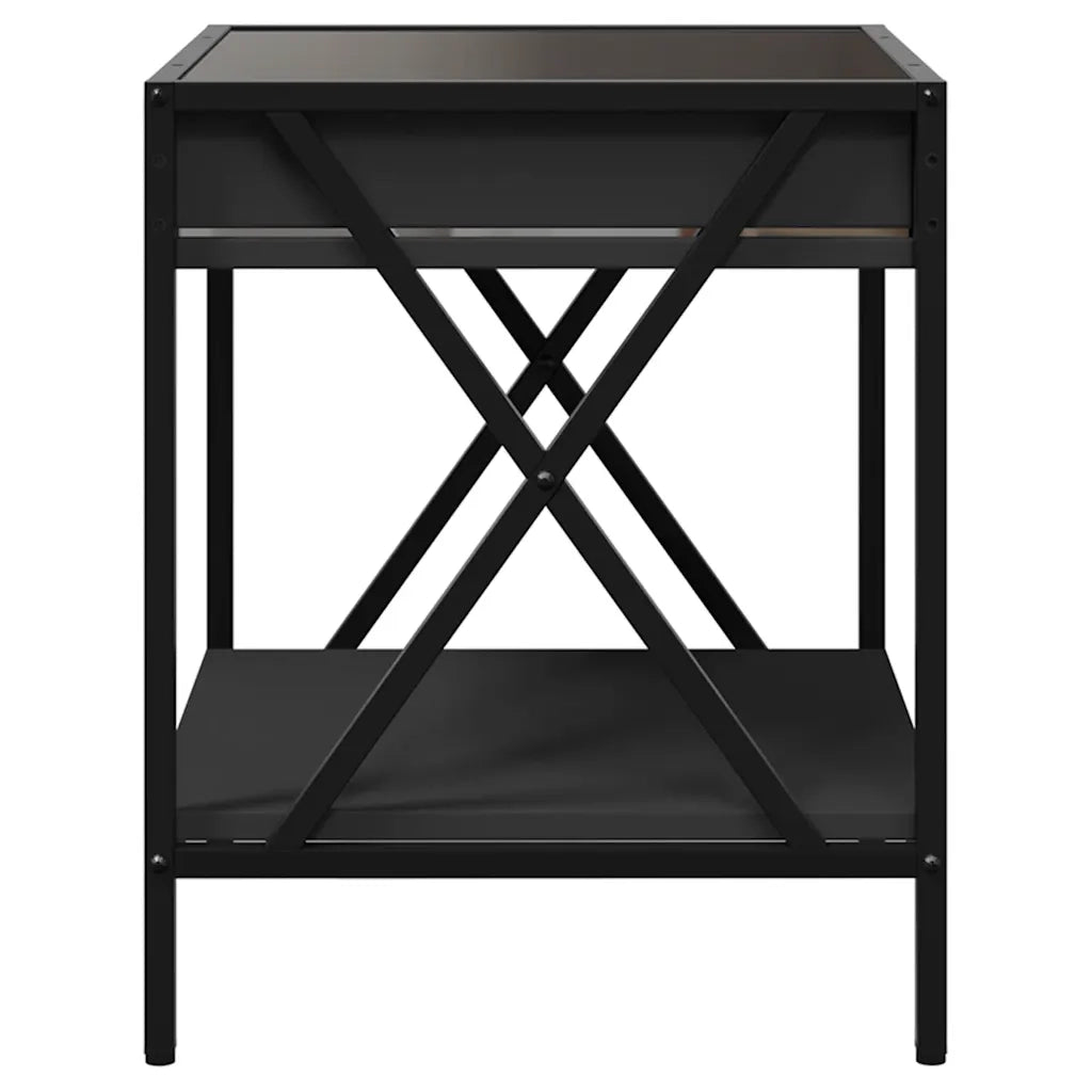 Comodino con LED Infinity-Tavolino da notte Nero 40x40x49 cm
