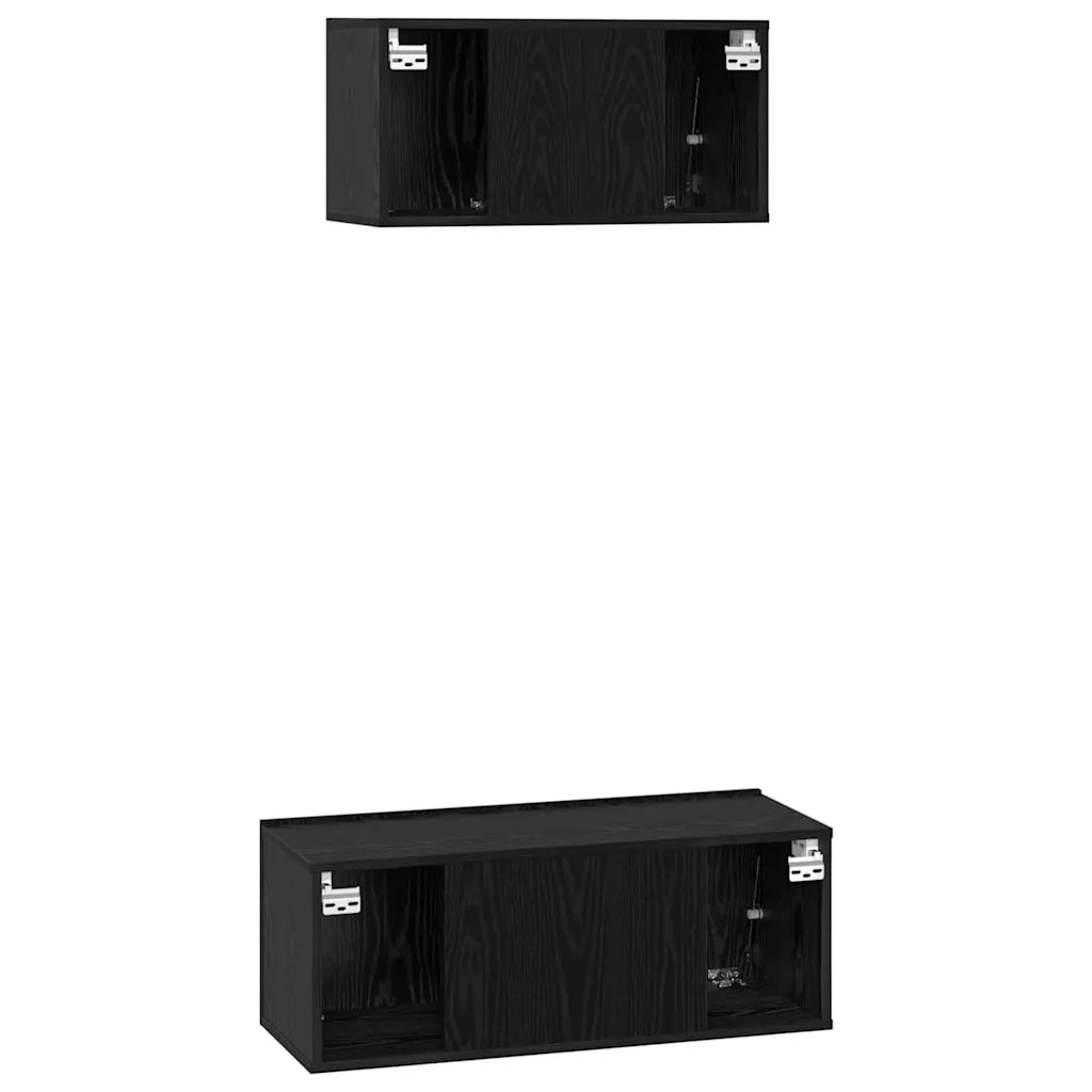 vidaXL Set mobile TV 2 pcs Rovere nero 80 x 30 x 30 cm