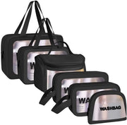 Tas di bellezza trasparente per donna, organizzatore di toilette impermeabile e portatile, borsa di cosmetici con chiusura a raccordo e grande capacità per uomo e donna