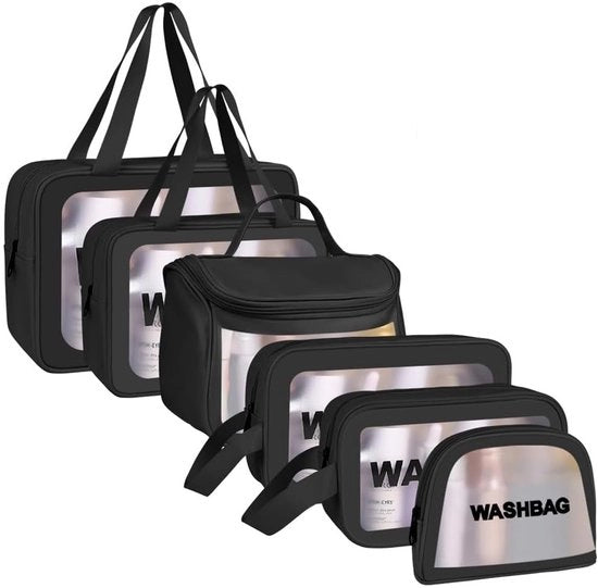 Tas di bellezza trasparente per donna, organizzatore di toilette impermeabile e portatile, borsa di cosmetici con chiusura a raccordo e grande capacità per uomo e donna