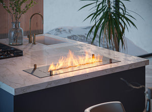 Bruciatore a Bioetanolo da Incasso 100x32x15 cm Insert Slim 1000 Nero con Vetro