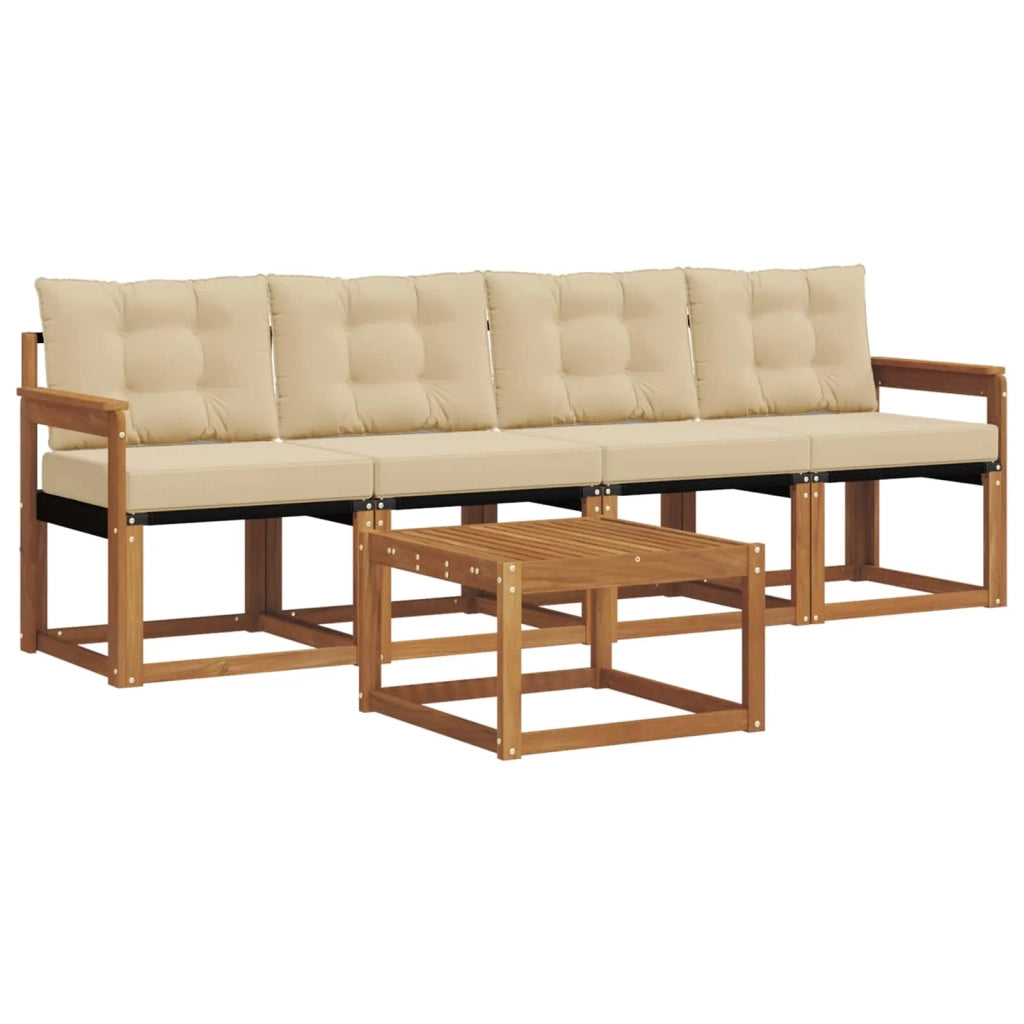 Set di divani da esterno con cuscino 5 pcs Naturale e Beige