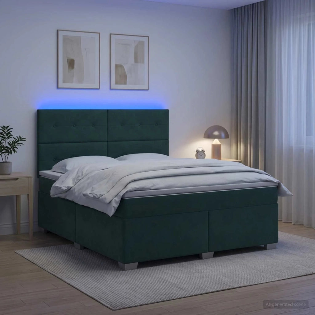 Letto box spring con materasso Verde Scuro 140 x 200 cm Velluto 3455123