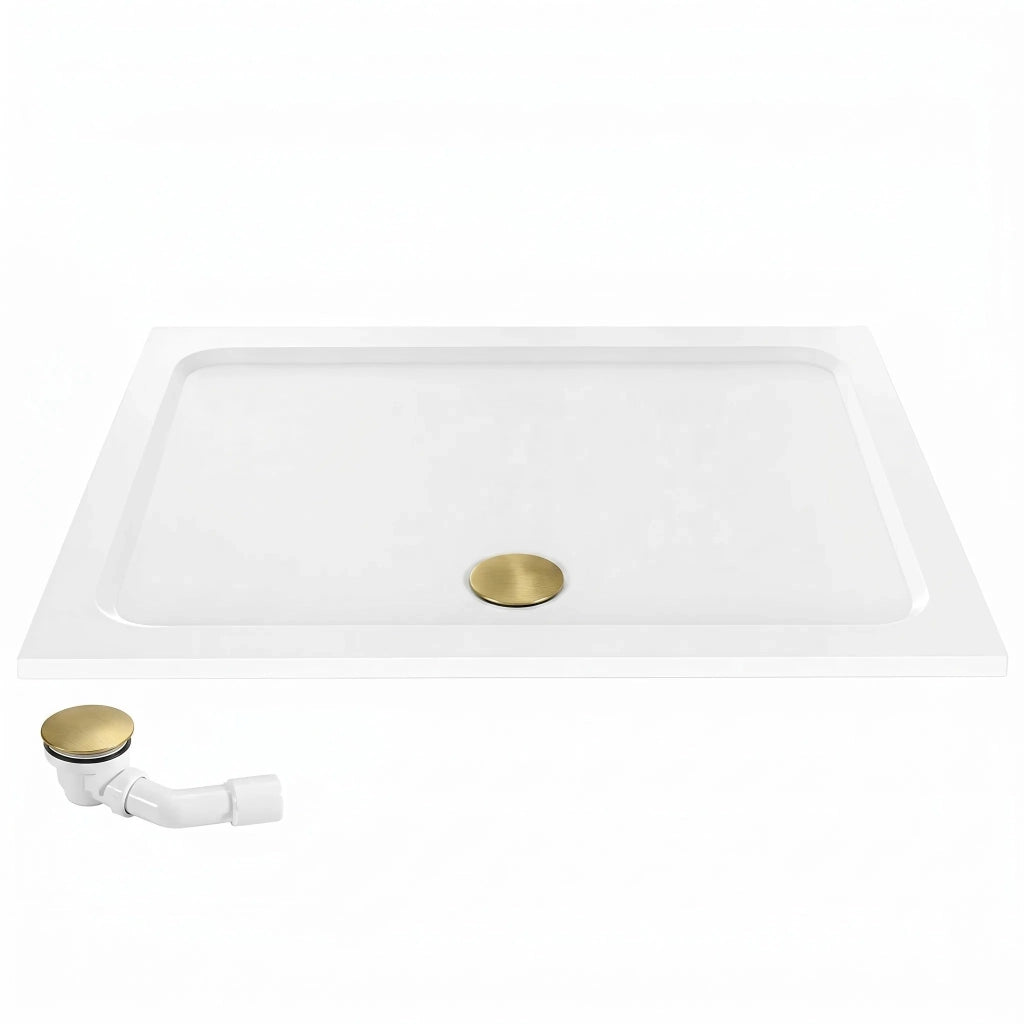 Piatto Doccia Acrilico Rea Belmond White 80x100 Brush Gold