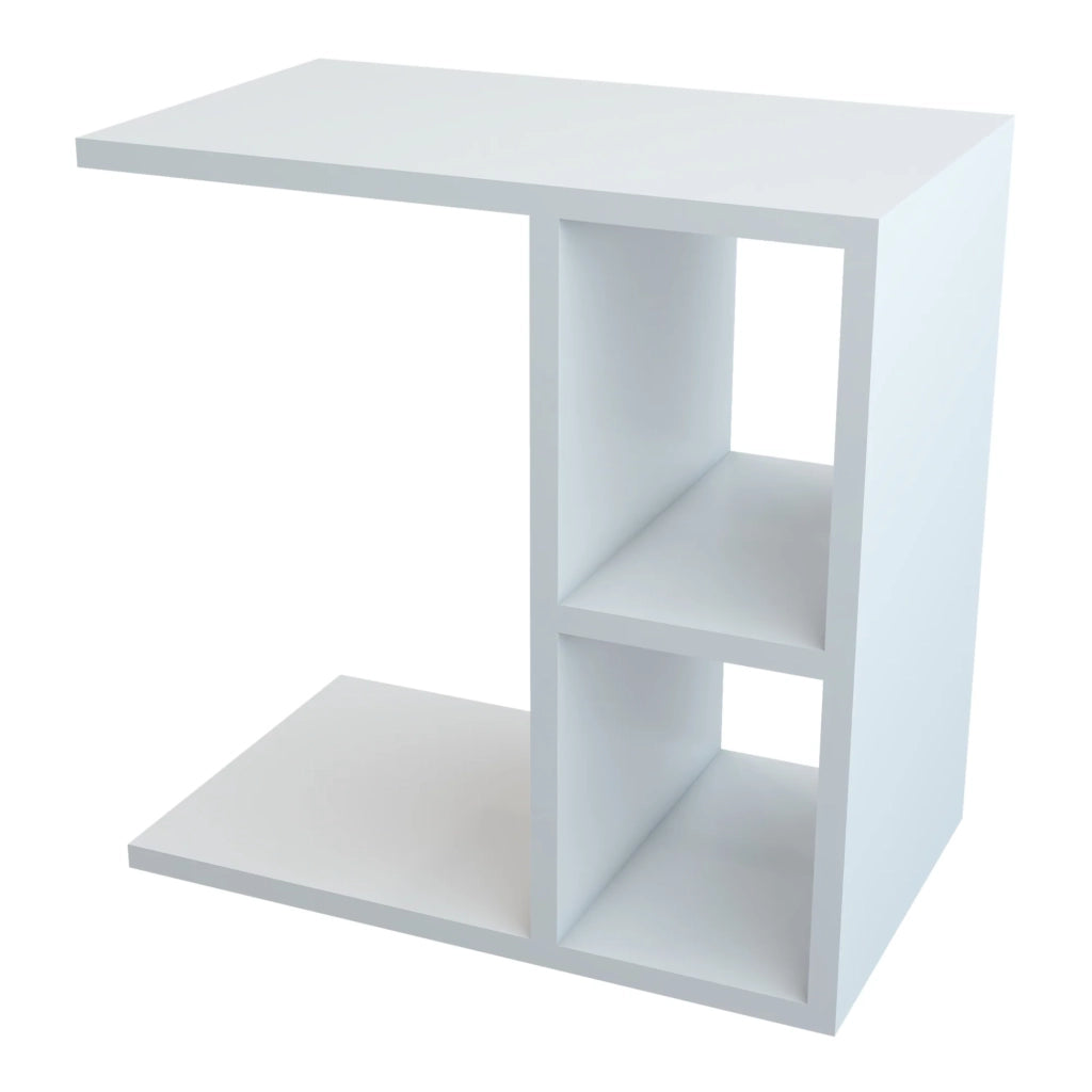 Tavolino rettangolare con 2 scomparti portaoggetti 50 x 50 x 30 cm bianco 03_0008633