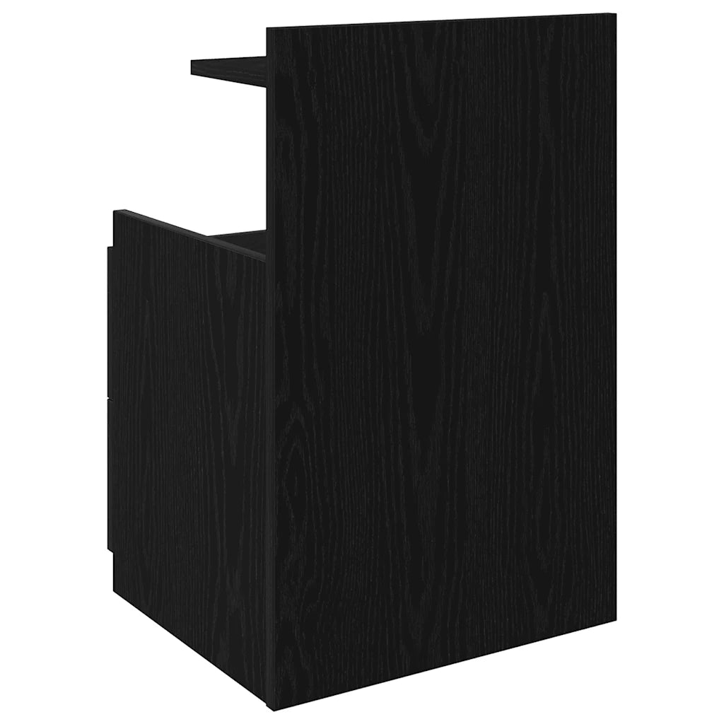 Comodino con 2 cassetti Nero 40x36,5x62 cm