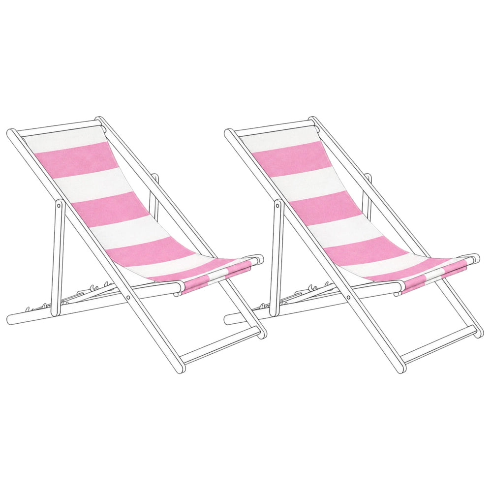 Set di 2 teli di ricambio per lettino da sole rosa motivo a righe in poliestere amaca a rete