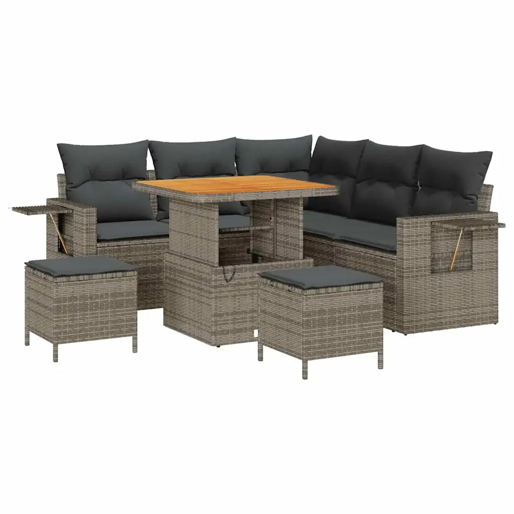 Set Divano da Giardino con cuscino 8 pcs Grigio polyrattan 3361743