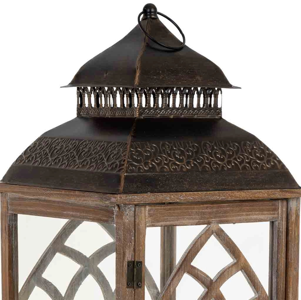 Lanterna in legno marrone 31,5x31,5x101h cm