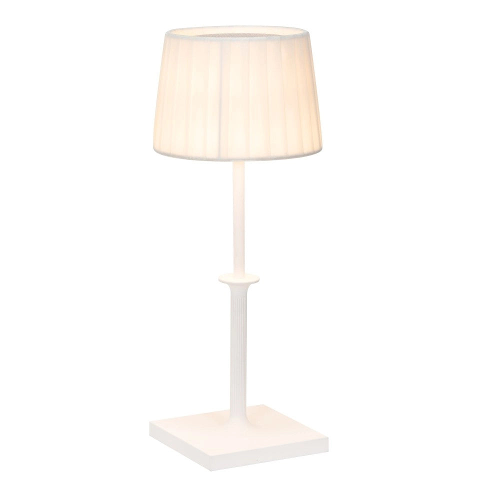 Lampada da Tavolo Ricaricabile Poldina Classic Zafferano Led Touch Dimmer - Design Elegante Senza Fili Bianca