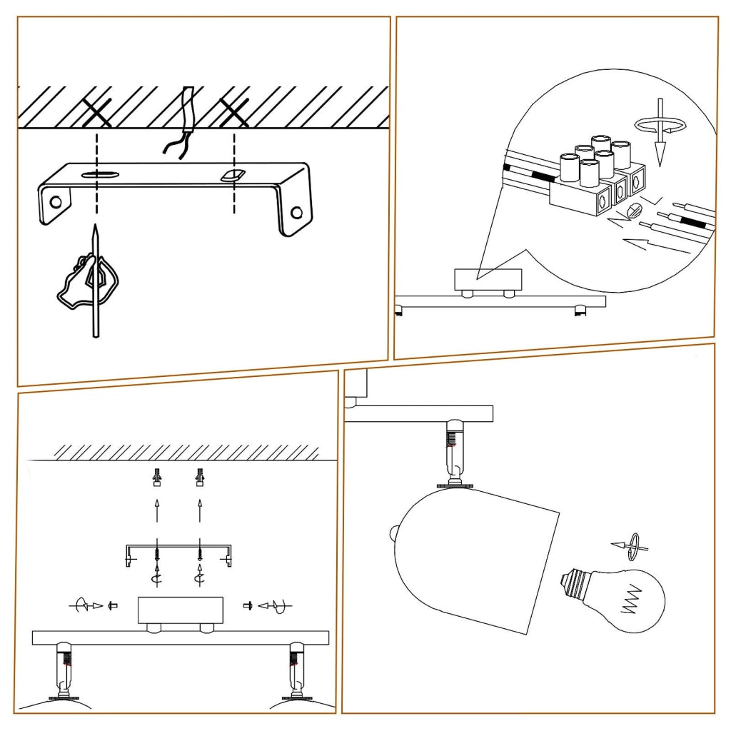 ZMH Faretto da soffitto 2 fiamme nero oro E14 lampada da soffitto girevole 350° soggiorno