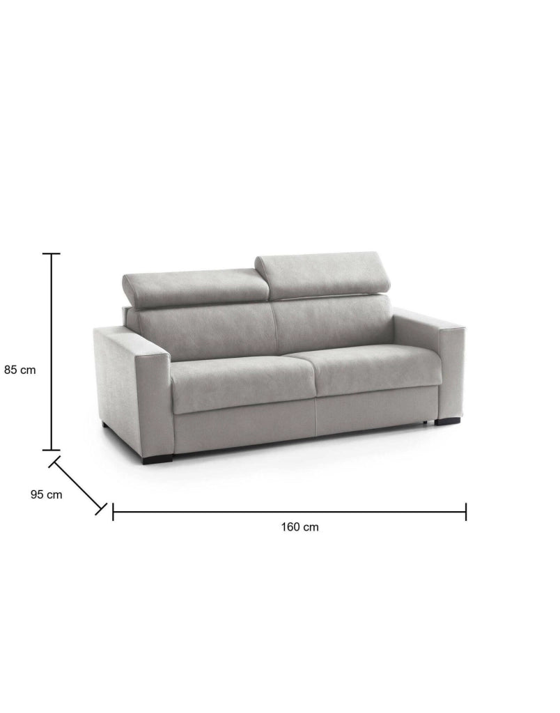 Alinia, Divano Letto 2 Posti Sfoderabile Made in Italy, 160x95 cm Grigio