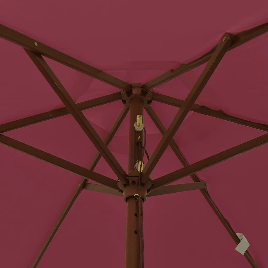 Ombrellone da giardino con palo in legno 196 x 231 cm rosso bordeaux 02_0008347