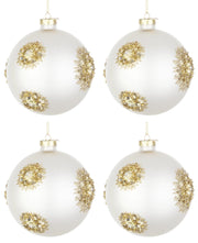 Palline di Natale in Vetro Bianco Oro Addobbi Decorazioni Albero Fairy Bizzotto Diametro: 100 mm