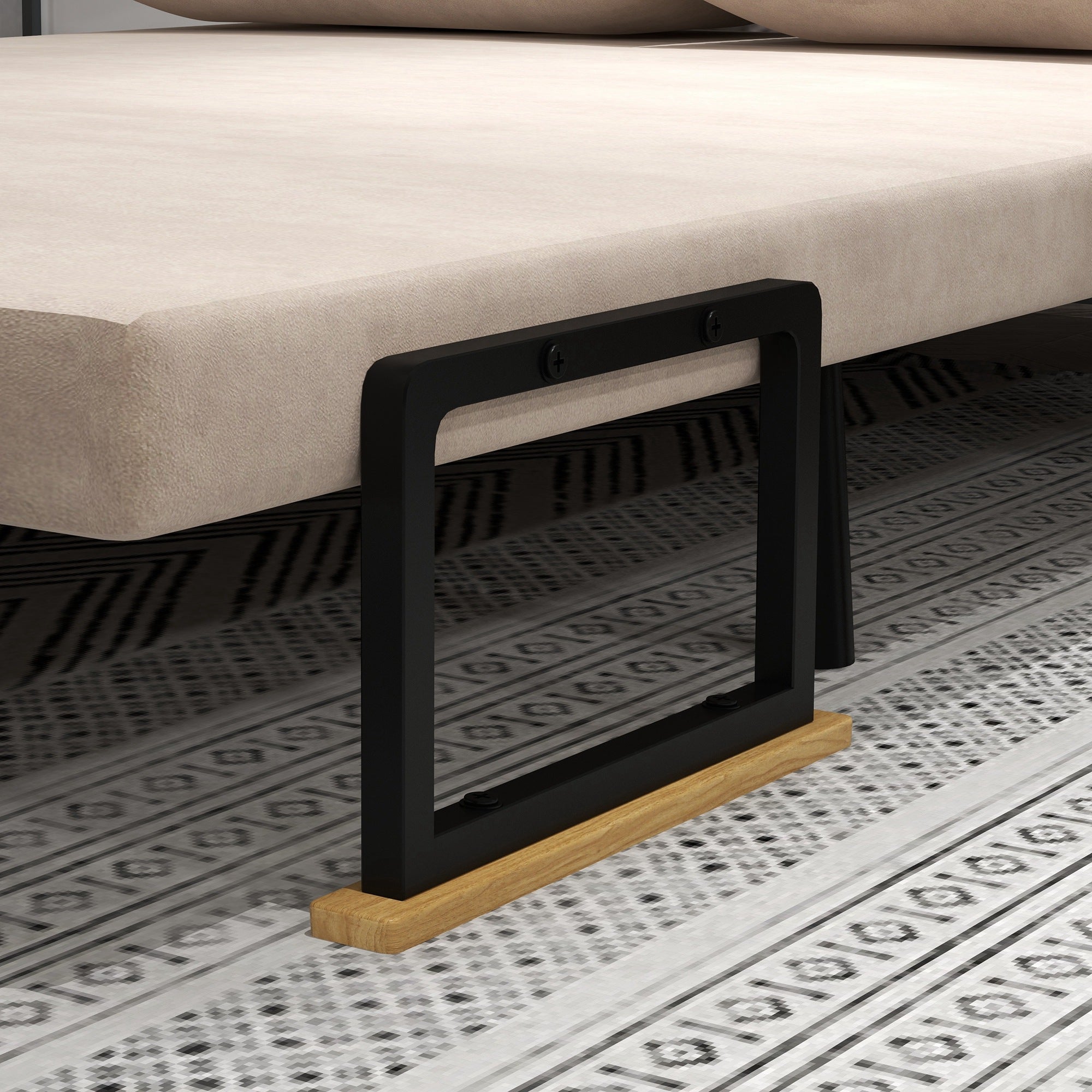 Divano Letto 3 in 1 con Schienale Regolabile e 2 Cuscini 102x73x81 cm in Tessuto Effetto Velluto Beige