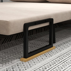 Divano Letto 3 in 1 con Schienale Regolabile e 2 Cuscini 102x73x81 cm in Tessuto Effetto Velluto Beige