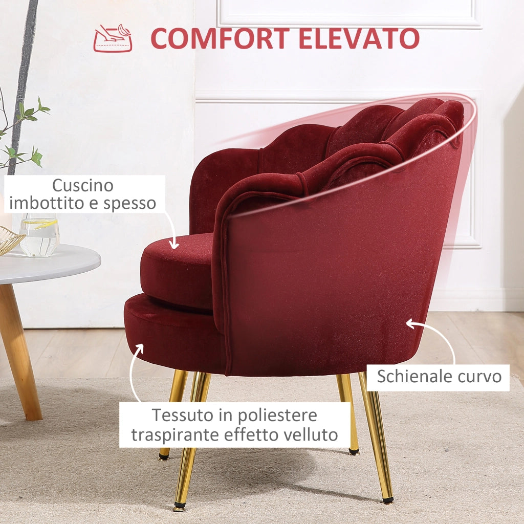 Poltrona Vintage ¨C zephmum ¨C Rosso Scuro, Tessuto, 76x67x74cm