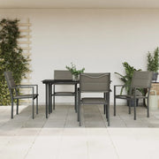 Set da Pranzo da Giardino 5 pz Nero in Acciaio e Textilene