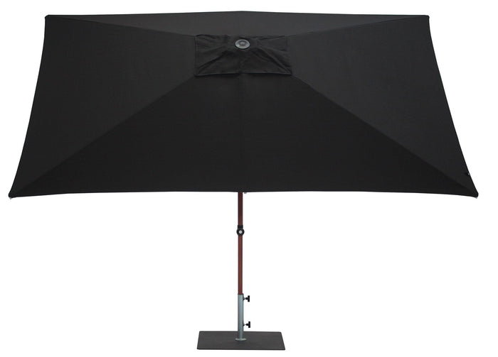 Ombrellone da Giardino 3x2 m Palo Ø38 mm in Alluminio Effetto Legno Tessuto Olefin Trend Wood Nero