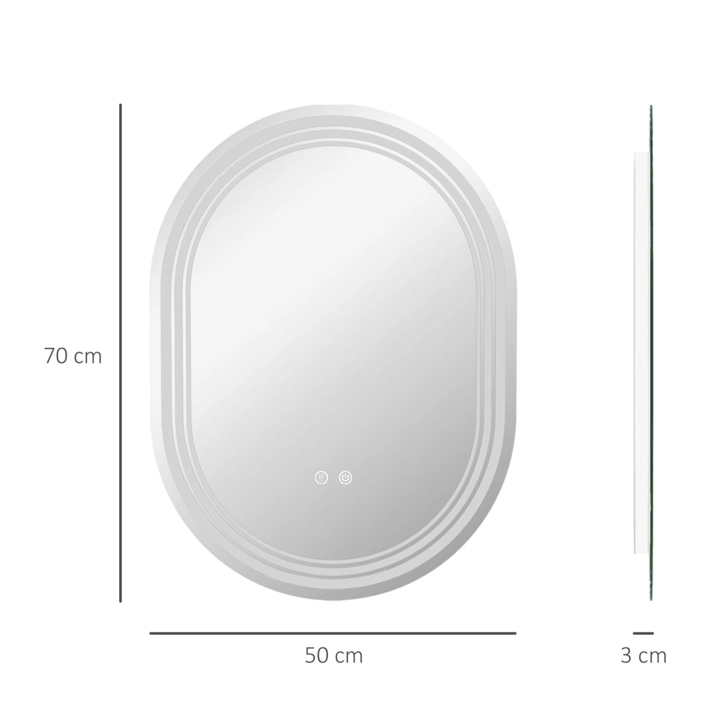 Specchio da Bagno con Luce LED 70x50 cm ¨C Zephmum ¨C Bianco, Antivaho, IP44