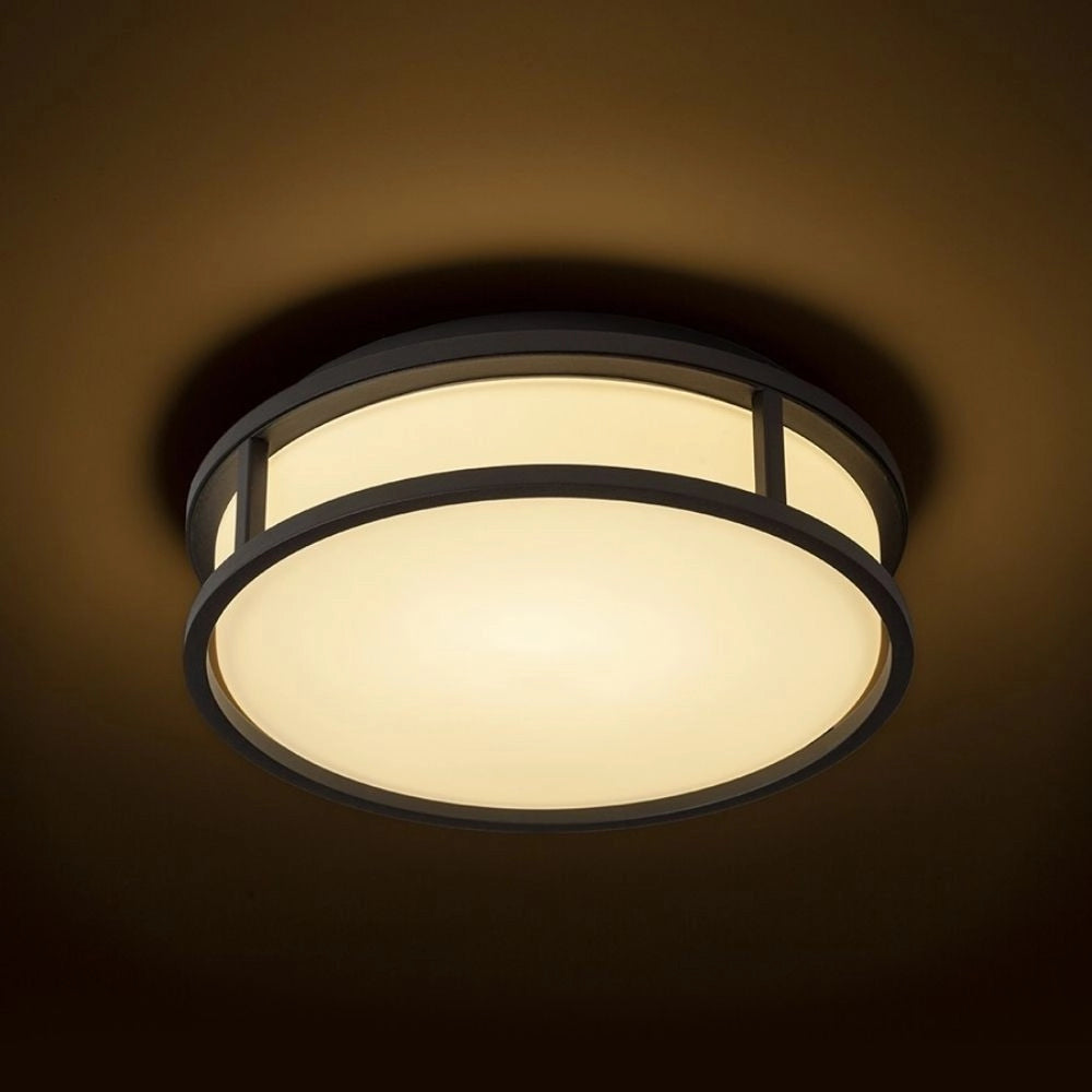 Plafoniera GRANDE LED 25 da soffitto  vetro opalino/nero 230V LED 12W IP44  3000K