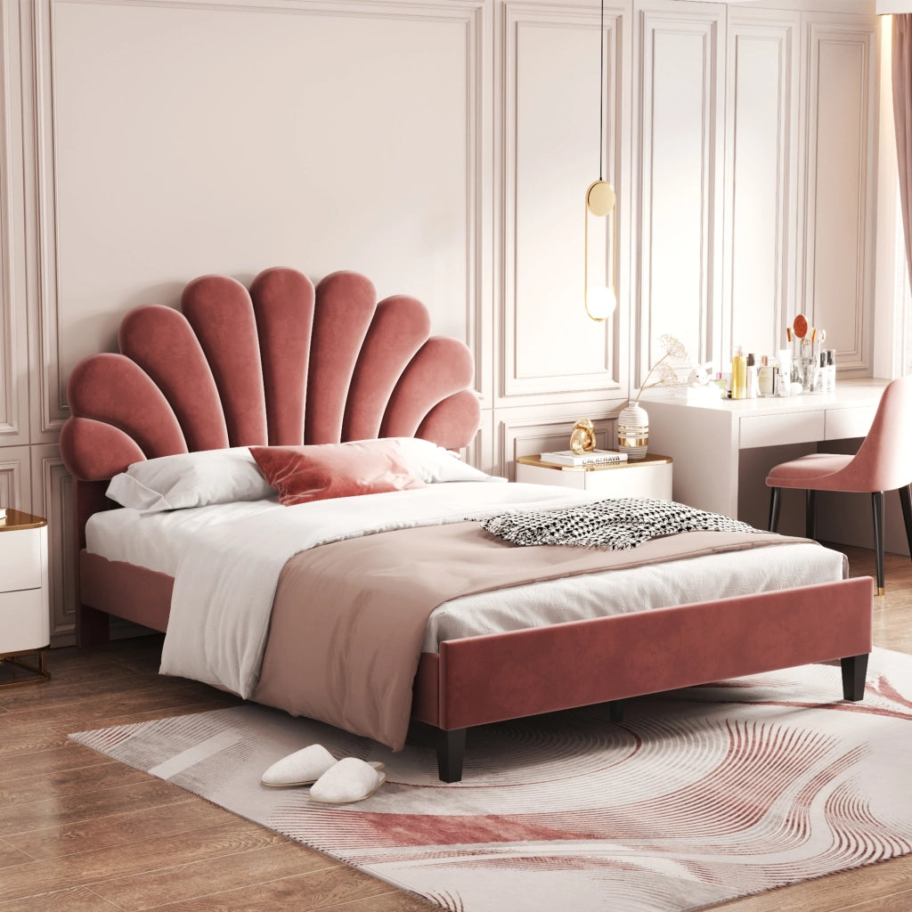 Letto Imbottito Matrimoniale con Testiera ¨C MINIMAL ¨C Velluto Rosso 140x200