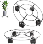 Carrello per piante con ruote bloccabili - 30cm Stand rotolante a forma rotonda per vasi fiori - Carrelli in metallo resistenti all'uso all'aperto - 2 pezzi.
