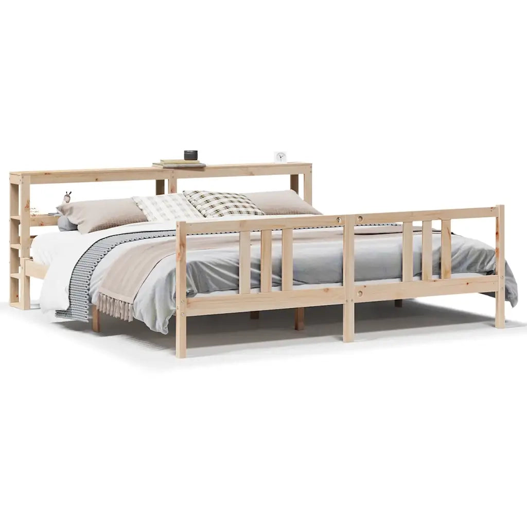 Giroletto con Testiera 200x200 cm in Legno Massello di Pino 3305977