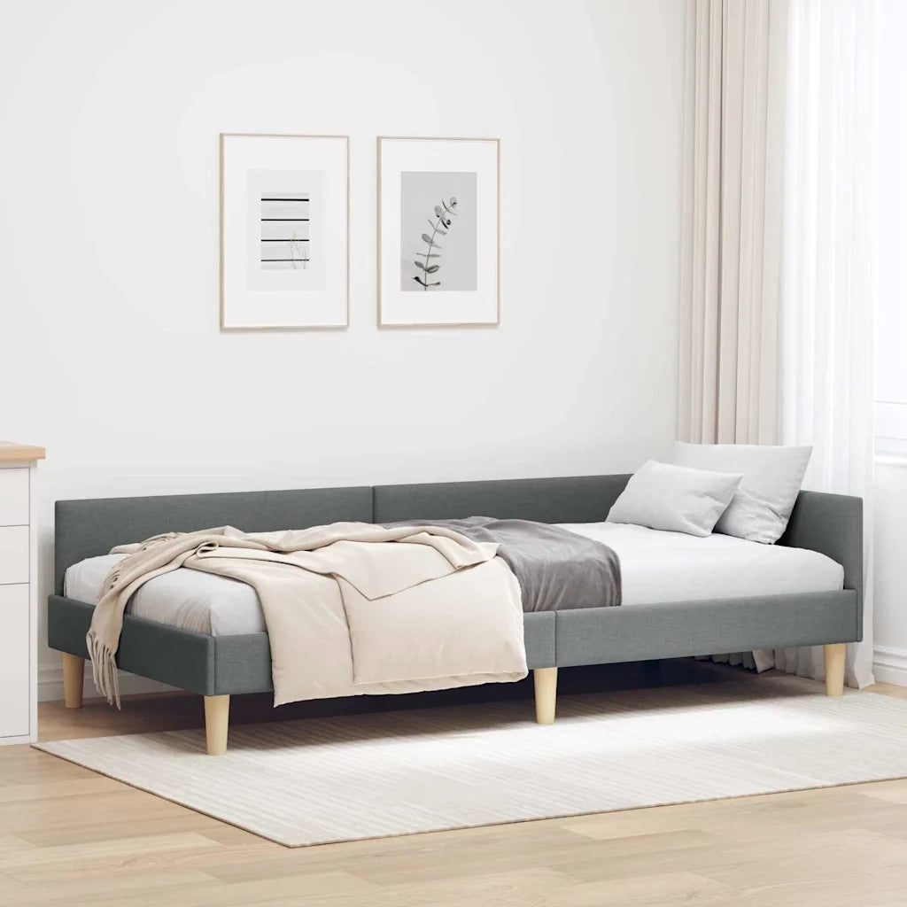 vidaXL Struttura Letto Angolare Altro Grigio scuro 100 x 200 cm